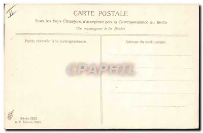 Jovem mulher com laço vermelho — retrato de estilo acadêmico — A. Asti, Série 1292, K. F. Editores, Paris — Verso