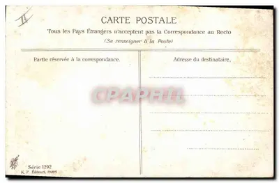 Jovem mulher com cabelos castanhos — flor vermelha nos cabelos — A. Asti — Série 1292, K. F. Éditeurs, Paris — Verso