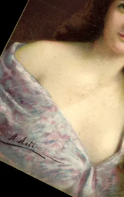 Mulher com vestido com motivos — A. Asti — K. P. Editores, Paris, Série 1292
