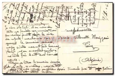Jeune femme en robe à motifs — détail de peinture — éditeur R. F. CHIRON, PARIS — Verso