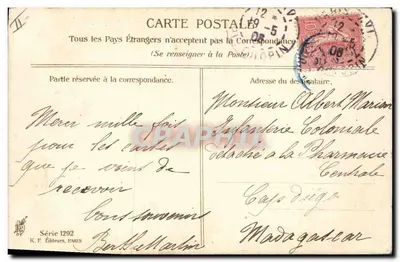 Jovem mulher com rosa — retrato — A. Asti, Série 1292, K.F. Éditeurs, Paris — Verso