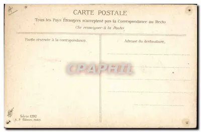Jovem mulher em perfil — flores vermelhas nos cabelos — K. F. Éditeurs, Série 1292 — Verso