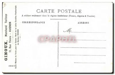 Affenjäger in einer Kutsche — Karikatur — Verlag GINOUX, Avignon — Rückseite