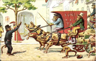 Chasse aux singes — scène animée — éditeur F. Edmeu, Paris