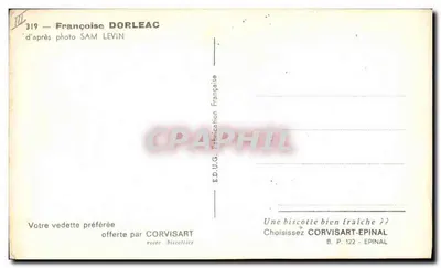 Françoise Dorléac — portret — wydawca CORVISART, nr 319 — Rewers