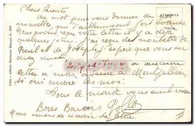 Mulher com vestido preto e saia florida — ilustração — STAMPATA IN ITALIA, N° 377 — Verso