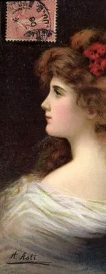 Retrato de mulher — obra de A. Asti — K.F. Éditeurs, Paris, Série 1292