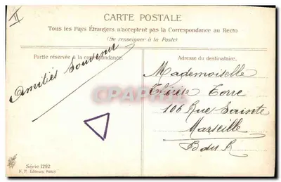 Retrato de mulher — obra de A. Asti — K.F. Éditeurs, Paris, Série 1292 — Verso