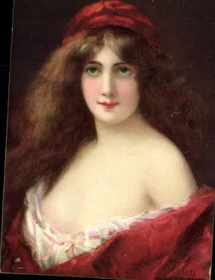 Retrato de mulher — obra de A. Asti — K.T. Editores, Paris, Série 1292