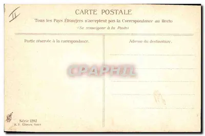 Jovem mulher em vermelho — retrato — A. Asti, Série 1292, K. F. Editores, Paris — Verso