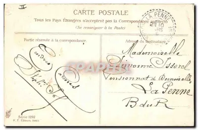 Jovem mulher com decote — flores vermelhas nos cabelos — A. Asti — Verso