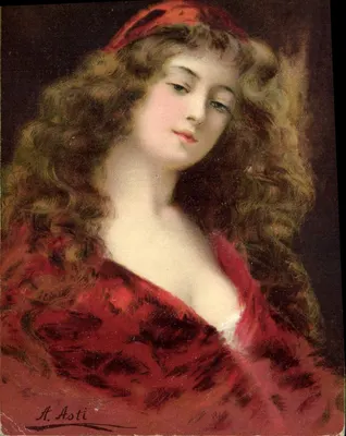 Portret kobiety — A. Asti — seria 1292, K.F. Wydawcy, Paryż