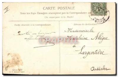 Mulher jovem em vestido vermelho — A. Asti — Série 1292, K. F. Éditeurs, PARIS — Verso