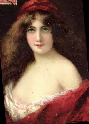 Retrato de mulher — obra de A. Asti — editor K.F. Editores, Paris, série 1292