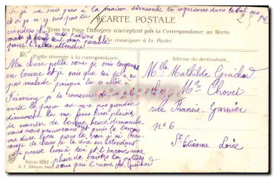 Retrato de mulher — obra de A. Asti — editor K.F. Editores, Paris, série 1292 — Verso
