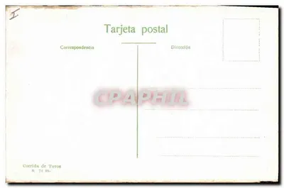 Corrida byków — Konia atakowany przez byka — wydawca Corrida de Toros n. 71 m. — Rewers