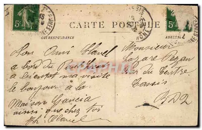 S.S. « PAUL-LECAT » — paquebot français des Messageries Maritimes en mer agitée — éditeur R. Geimand & Cie, Rue Mazenod, Marseille — Verso