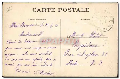 Trajes das Côtes-du-Nord — Ao longo da água, os sonhos românticos — Treguier, editor desconhecido, n°28 — Verso