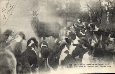 Jagd im Wald von ERMENTONVILLE — Jagd zu Fuß am Posten der Gendarmen — Röyer, Paris — Nr. 168