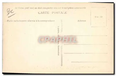 Kostuum van Mevrouw de Hertogin van Uzès die zich begeeft naar het rendez-vous Grille van het Kasteel van Saint-Léger — Uitgever L. Pature, ed. Rambouillet, n° 61 — Achterkant