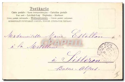 Kobieta w sukni z falbankami — 1907 — Wydawca nieznany — Rewers