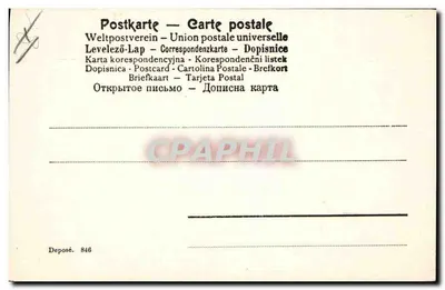 Młoda kobieta w eleganckim stroju trzymająca małego psa — n° 846 — Rewers