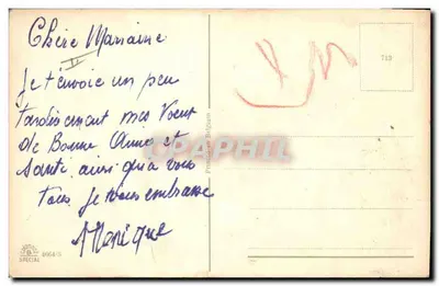 Rodzina przed zimową chatką — Szczęśliwy Nowy Rok — Wydrukowane w Belgii, nr 4664/5 — Rewers