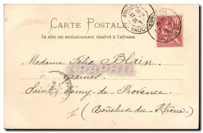Młody para w strojach wiejskich — Awinion, 24 lutego 1902 — wydawca nie widoczny — Rewers