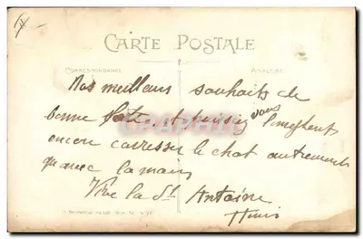Mężczyzna z fajką i kotem — Grift — Brecherbourg imp. Ltd. Paris N° 74 — Rewers
