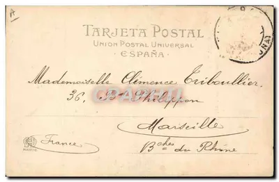 Corrida de touros — um touro entrando á matar — Hauser y Menet, n° 999 — Verso