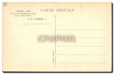 S.S. « ROMA » — schip van de lijn Fabre — uitgever niet zichtbaar — Achterkant