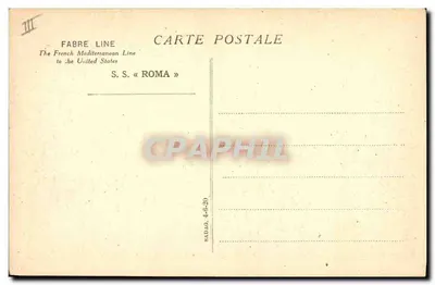 S.S. « ROMA » — navio da linha Fabre — editor Fabre Line — Verso
