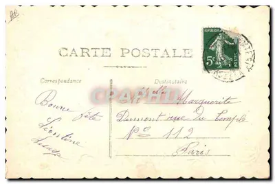 Santa Catarina — decoração de pomba, rosas e trevo — editor não visível — Verso