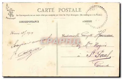 Dziewczynka z Hanvec (Finistère) — Kolekcja A. Warron, St-Brieuc — nr 1054 — Rewers