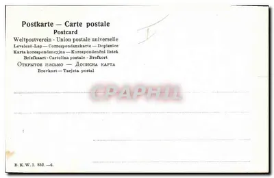 A conquista do Oceano — Criança em canoa com minarete no fundo — B.K.W.I. 852 — Verso