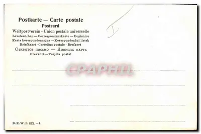 Criança em canoa — castelo sobre rochedo — B.K.W.I. 852 — Verso