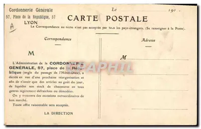 Place de la République, Lyon — Cordonnerie Générale, 57 — Verleger nicht sichtbar — Rückseite
