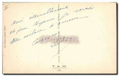 Frau, die 'Ewig' am Strand schreibt — Verlag T.A.M. Nr. 7002 — Rückseite