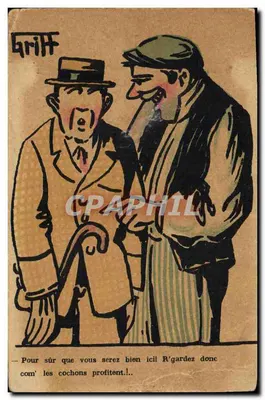 Bilhete postal antigo Fantasia Ilustrador Griff