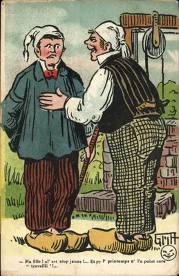 Dois camponeses em conversa — desenho de GRIFF — série não identificada