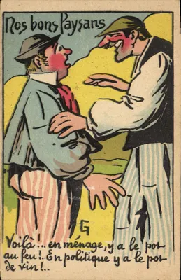 Nossos bons camponeses — caricatura política — Fabricação Francesa M.L. Paris, série n° 673