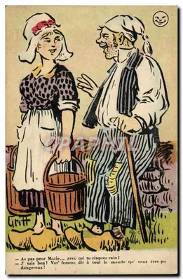 Jovem mulher e homem idoso — cena humorística — Em. Brocheries, Paris, Série N° 70