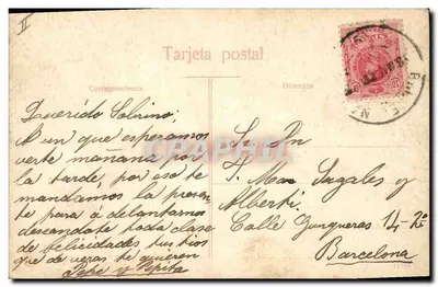 Manolete po walce — kolorowana karta pocztowa — Rewers