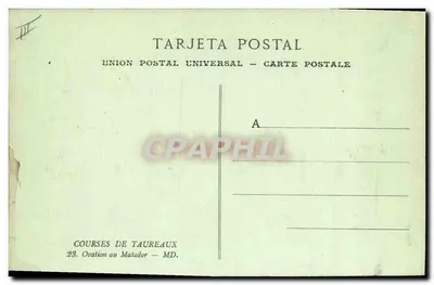 Toreada — Ovation dla Matadora — MD. — Uniwersalna Poczta Zjednoczona — Rewers