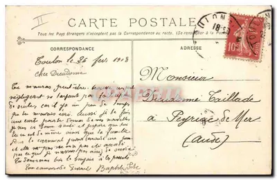 Navio de Guerra Patrie — Marinha Militar Francesa — Fototipia Marius Bar, Toulon — Verso