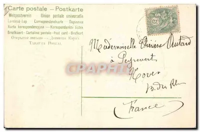 Poisson et étoile — carte d'Avril avec texte humoristique — éditeur non visible — Verso