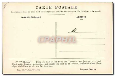 Zajęcie Fortu i Mostu Wieżowego przez Jeanne d'Arc — 7 maja — Imp. Ed. Vallier, Grenoble — Rewers