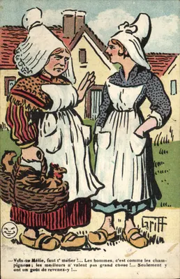 Duas mulheres em traje de camponesa — caricatura — Griff