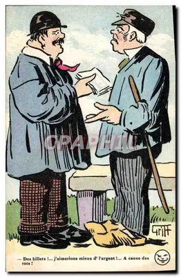 Dois homens em discussão — caricatura de Griff — Ed. E. B. Bros. Services, Paris, série N° 170