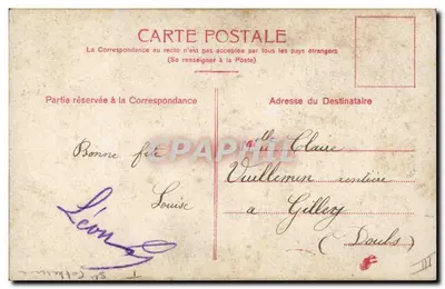 Jovem mulher com vestido e chapéu vermelhos — dedicação 'Vive Ste Catherine' — série 677/18 — Verso